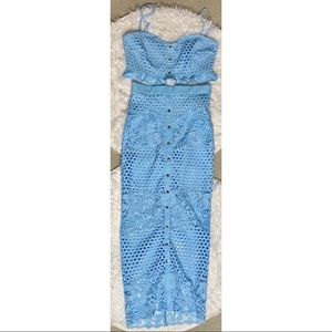 Gorgeous Blue Two Piece Skirt Set